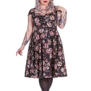 Hell Bunny Day of the Dead 50's Pinup Rockabilly Dress XL